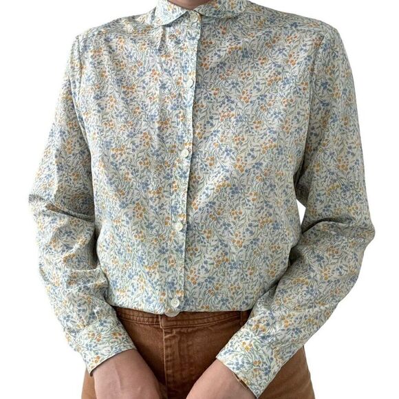 Vintage 1970s Pastel Floral Cottagecore Spring Hippie Blouse Sz S - Picture 5 of 9